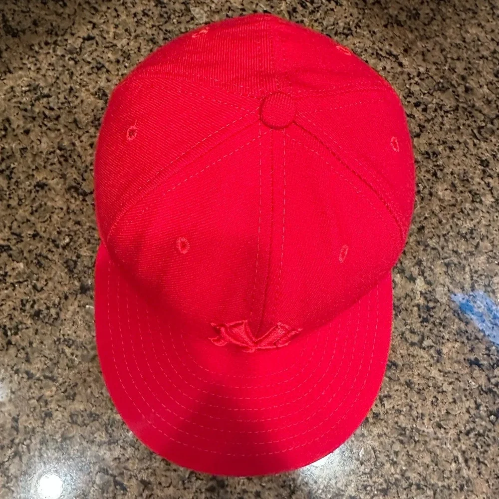 Vtg New York Yankees New Era 59FIFTY Cap Hat 7 3/8 Red Wool Made in‎ USA